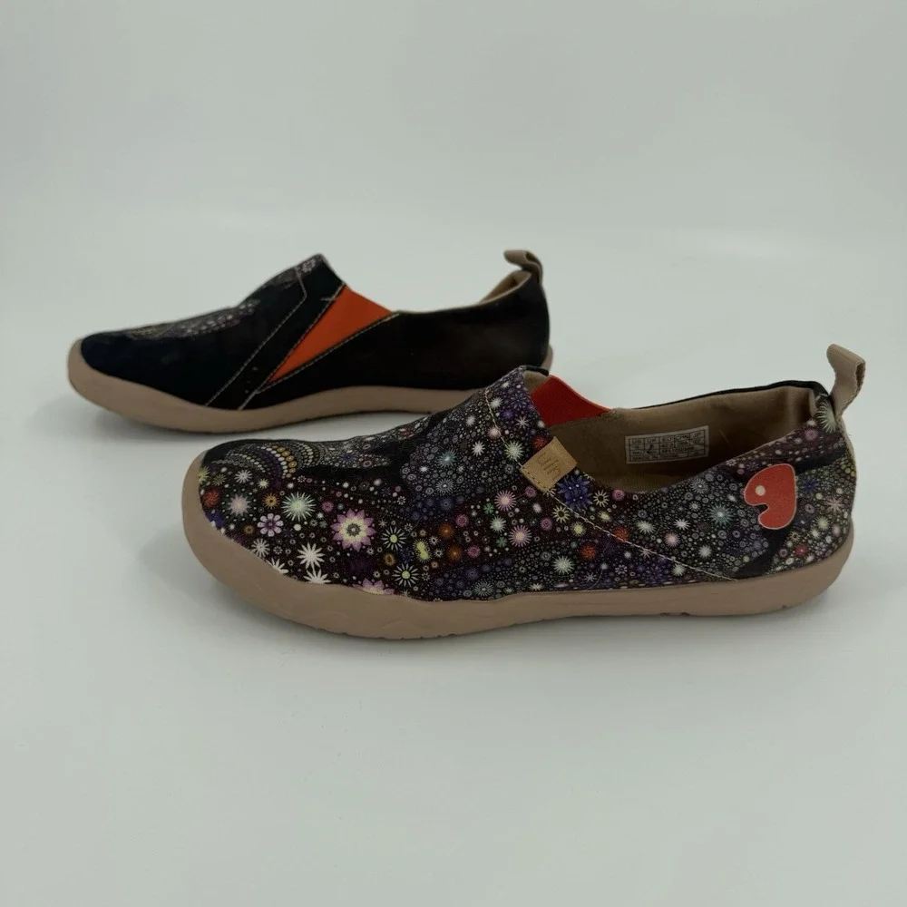 UIN Mens Size 9 Floral Art Slip On Loafers Casual Walking Comfort Shoes EU 42.5